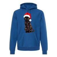 Black Cat Christmas Lights Cat Lover Christmas Gift Premium Hoodie