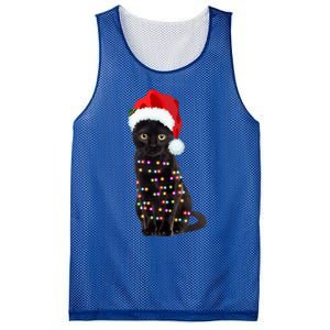 Black Cat Christmas Lights Cat Lover Christmas Gift Mesh Reversible Basketball Jersey Tank