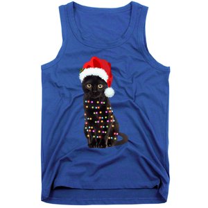 Black Cat Christmas Lights Cat Lover Christmas Gift Tank Top