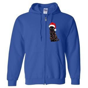 Black Cat Christmas Lights Cat Lover Christmas Gift Full Zip Hoodie