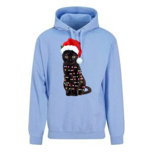 Black Cat Christmas Lights Cat Lover Christmas Gift Unisex Surf Hoodie