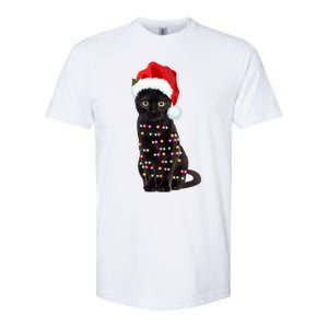 Black Cat Christmas Lights Cat Lover Christmas Gift Softstyle CVC T-Shirt