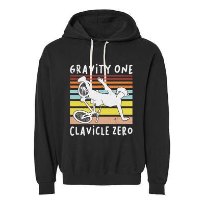 Broken Collarbone Clavicle Zero Cycling Biker Bike Garment-Dyed Fleece Hoodie