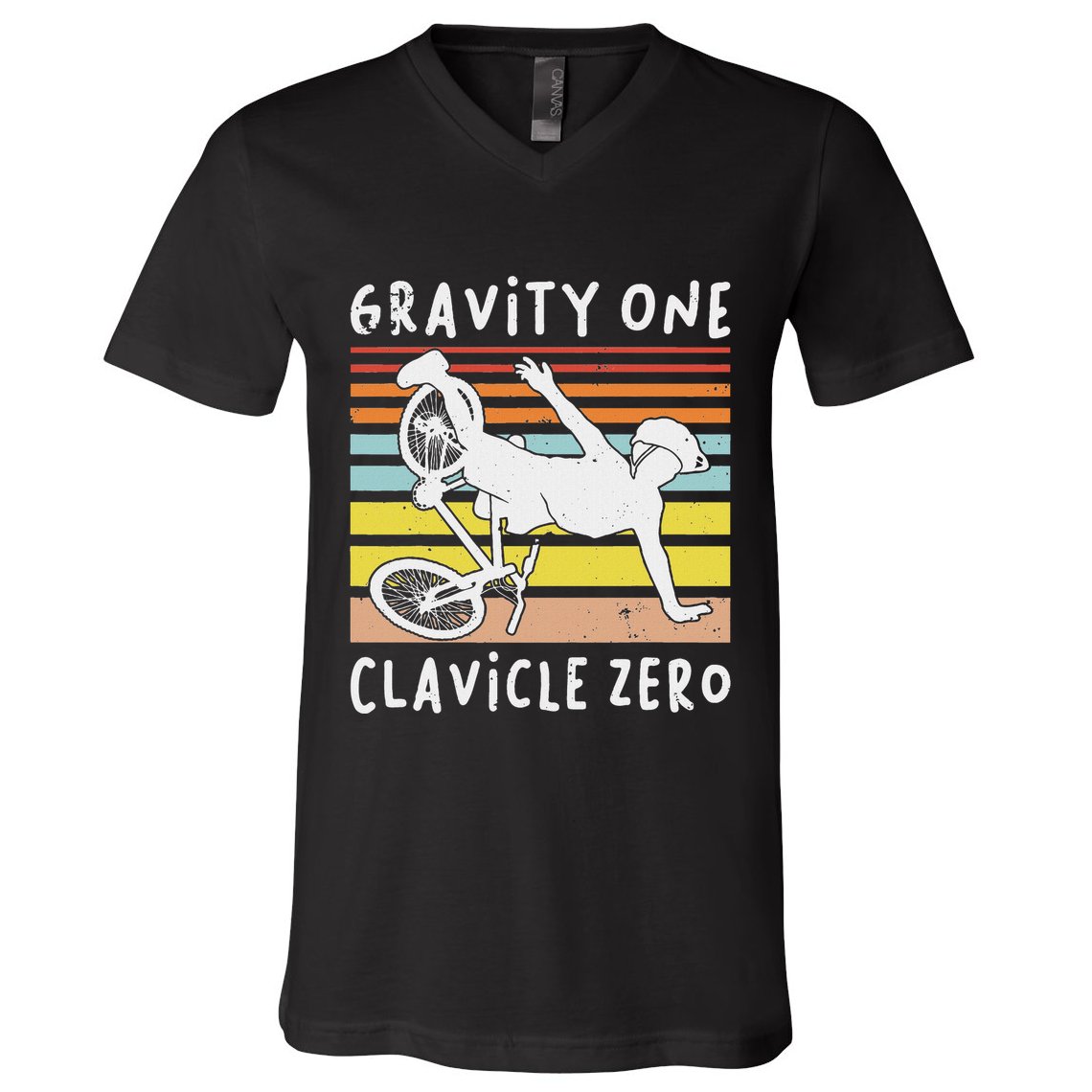 Broken Collarbone Clavicle Zero Cycling Biker Bike V-Neck T-Shirt