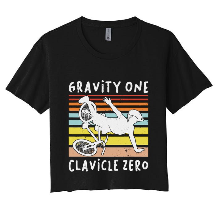 Broken Collarbone Clavicle Zero Cycling Biker Bike Women's Crop Top Tee