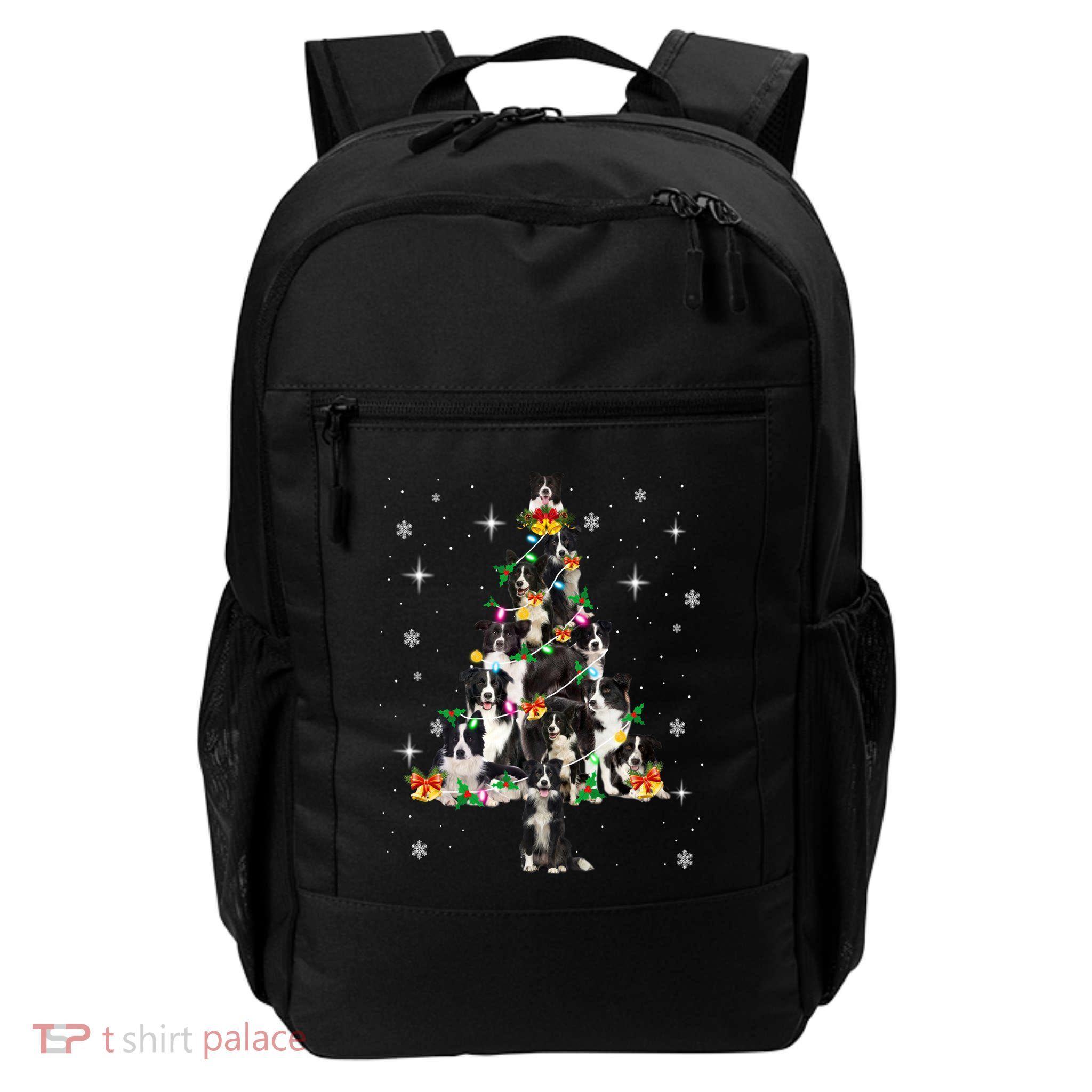Border Collie Christmas Tree Lights Xmas Pajama Dog Lover Cool Gift Backpack