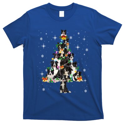 Border Collie Christmas Tree Lights Xmas Pajama Dog Lover Cool Gift T-Shirt