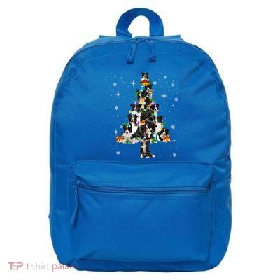 Border Collie Christmas Tree Lights Xmas Pajama Dog Lover Cool Gift 16 in Basic Backpack