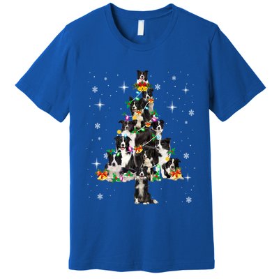 Border Collie Christmas Tree Lights Xmas Pajama Dog Lover Cool Gift Premium T-Shirt