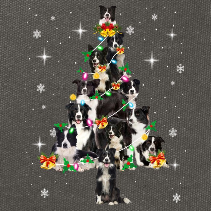 Border Collie Christmas Tree Lights Xmas Pajama Dog Lover Cool Gift Cotton Canvas Backpack