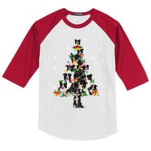 Border Collie Christmas Tree Lights Xmas Pajama Dog Lover Cool Gift Kids Colorblock Raglan Jersey