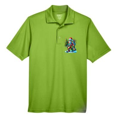 Bigfoot Christmas Christmas Tree Xmas Sasquatch Men's Origin Performance Pique Polo