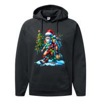 Bigfoot Christmas Christmas Tree Xmas Sasquatch Performance Fleece Hoodie