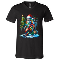 Bigfoot Christmas Christmas Tree Xmas Sasquatch V-Neck T-Shirt