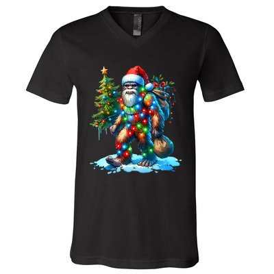 Bigfoot Christmas Christmas Tree Xmas Sasquatch V-Neck T-Shirt