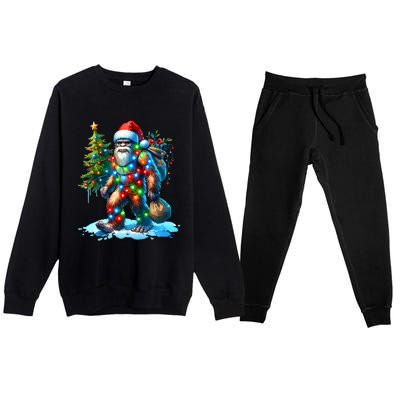 Bigfoot Christmas Christmas Tree Xmas Sasquatch Premium Crewneck Sweatsuit Set