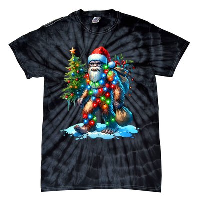 Bigfoot Christmas Christmas Tree Xmas Sasquatch Tie-Dye T-Shirt