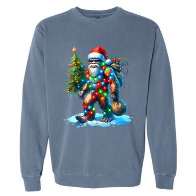 Bigfoot Christmas Christmas Tree Xmas Sasquatch Garment-Dyed Sweatshirt