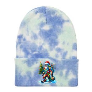 Bigfoot Christmas Christmas Tree Xmas Sasquatch Tie Dye 12in Knit Beanie