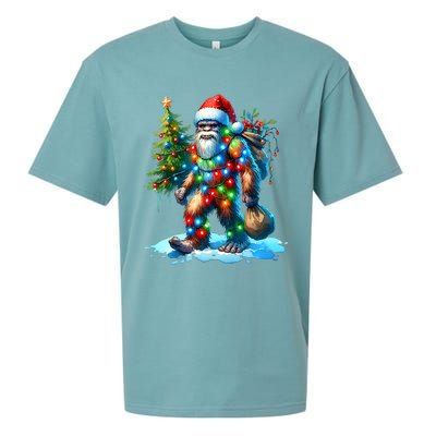 Bigfoot Christmas Christmas Tree Xmas Sasquatch Sueded Cloud Jersey T-Shirt