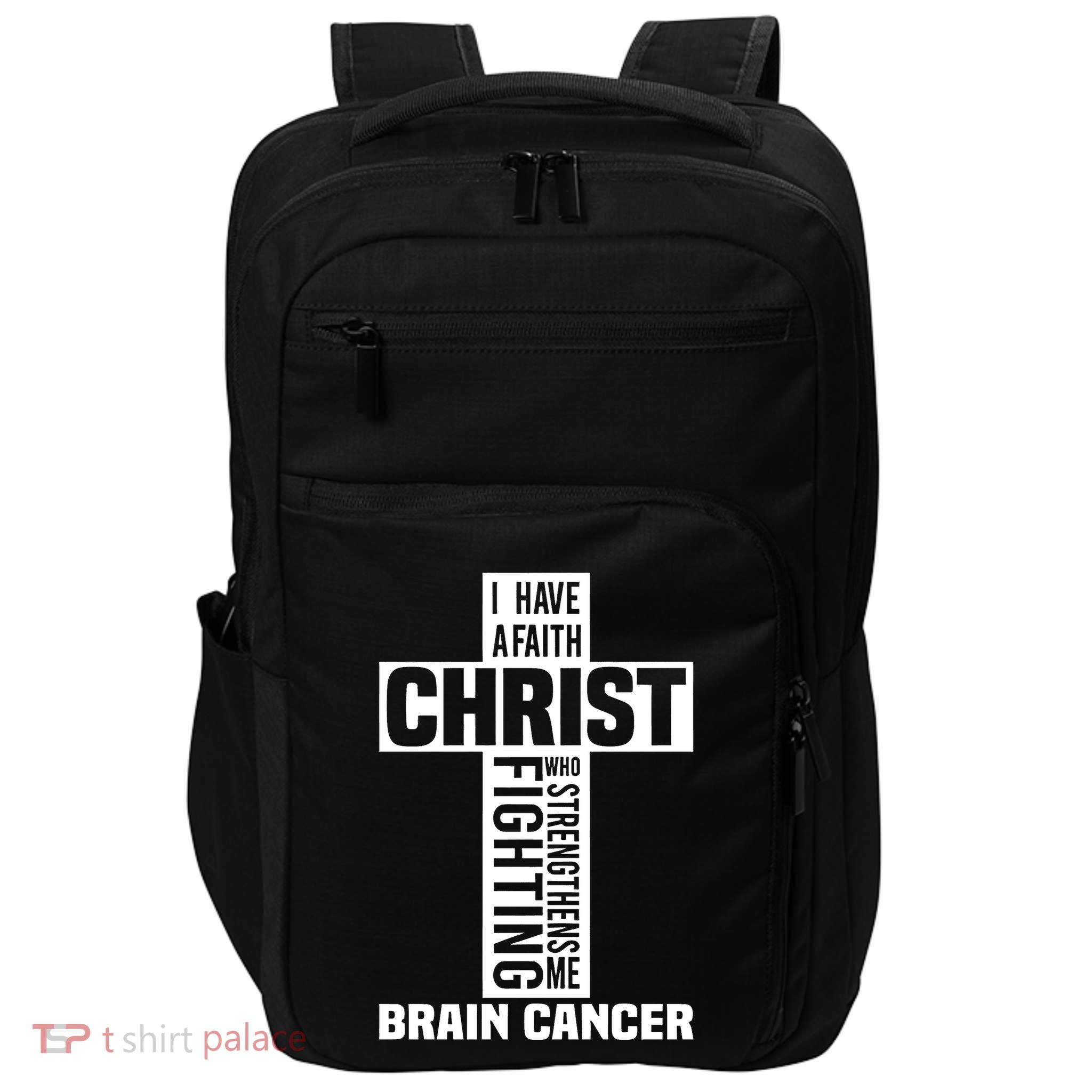 Brain Cancer Cross Saying Cancer Survivor Christian Impact Tech Backpack