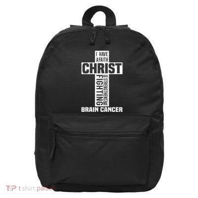 Brain Cancer Cross Saying Cancer Survivor Christian 16 in Basic Backpack