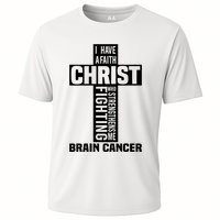 Brain Cancer Cross Saying Cancer Survivor Christian Cooling Performance Crew T-Shirt