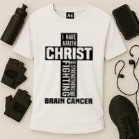 Brain Cancer Cross Saying Cancer Survivor Christian Cooling Performance Crew T-Shirt
