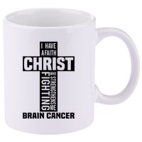 Brain Cancer Cross Saying Cancer Survivor Christian 11oz C Handle Ceramic Mug