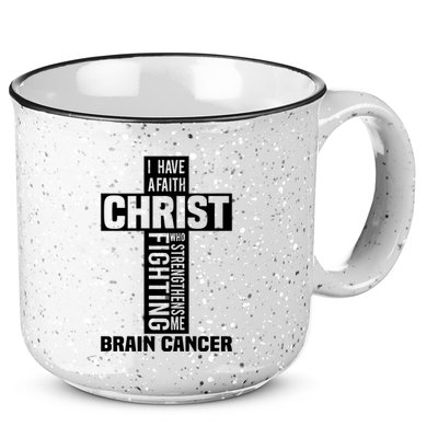 Brain Cancer Cross Saying Cancer Survivor Christian 15oz Campfire Ceramic Mug