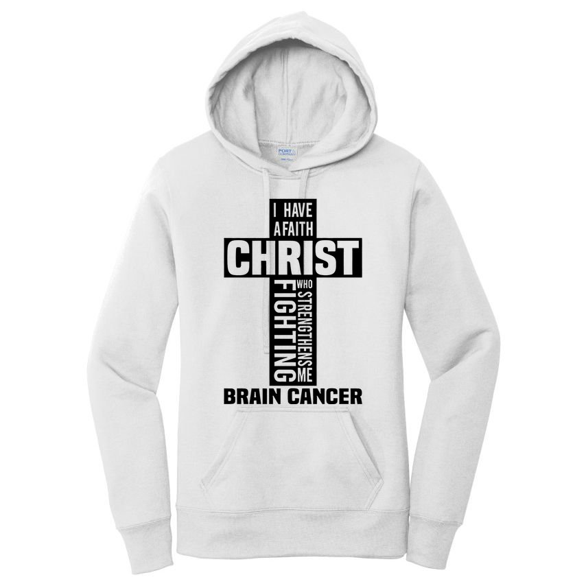 Brain Cancer Cross Saying Cancer Survivor Christian Women's Pullover Hoodie