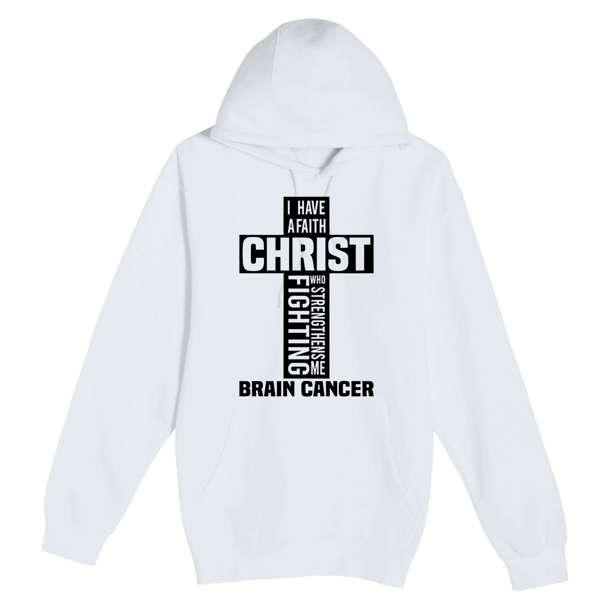 Brain Cancer Cross Saying Cancer Survivor Christian Premium Pullover Hoodie