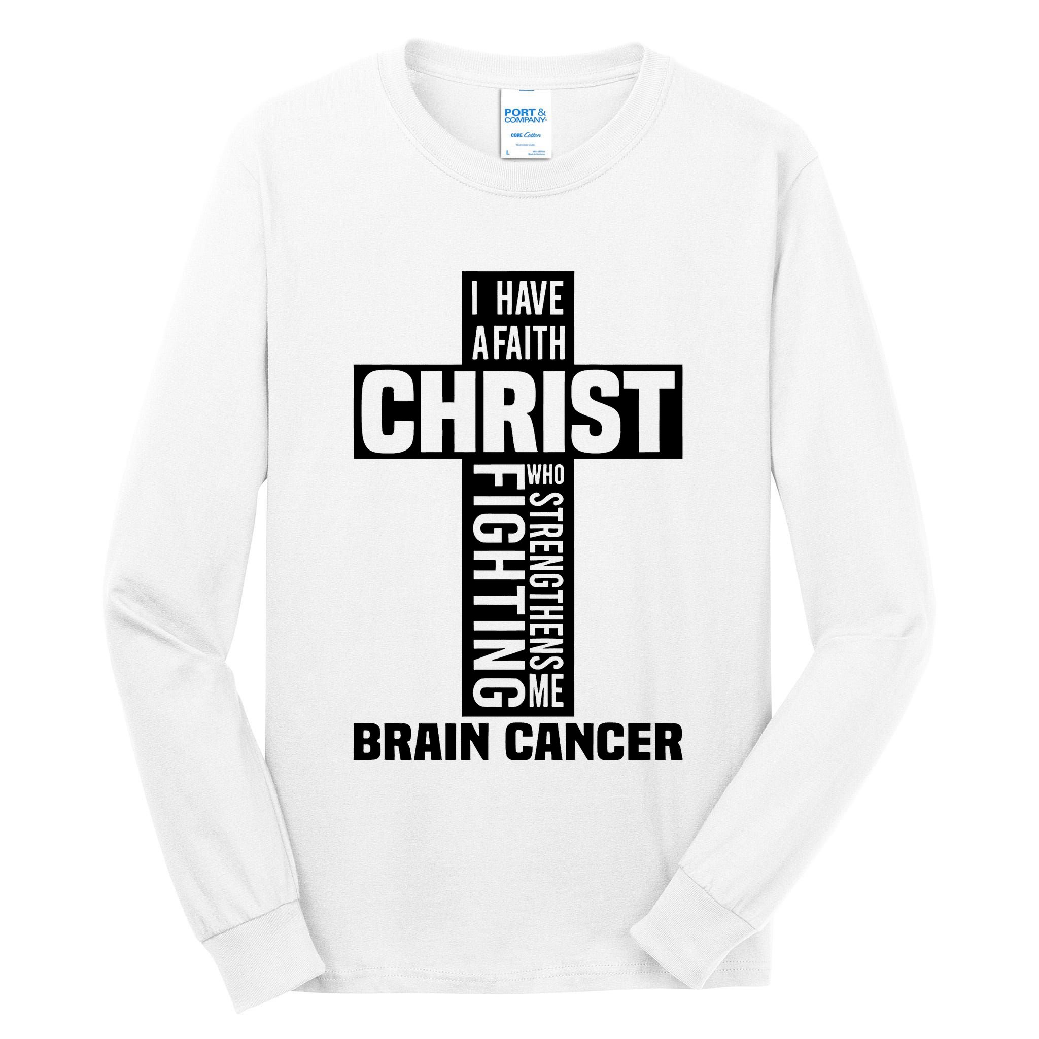Brain Cancer Cross Saying Cancer Survivor Christian Tall Long Sleeve T-Shirt