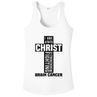 Brain Cancer Cross Saying Cancer Survivor Christian Ladies PosiCharge Competitor Racerback Tank