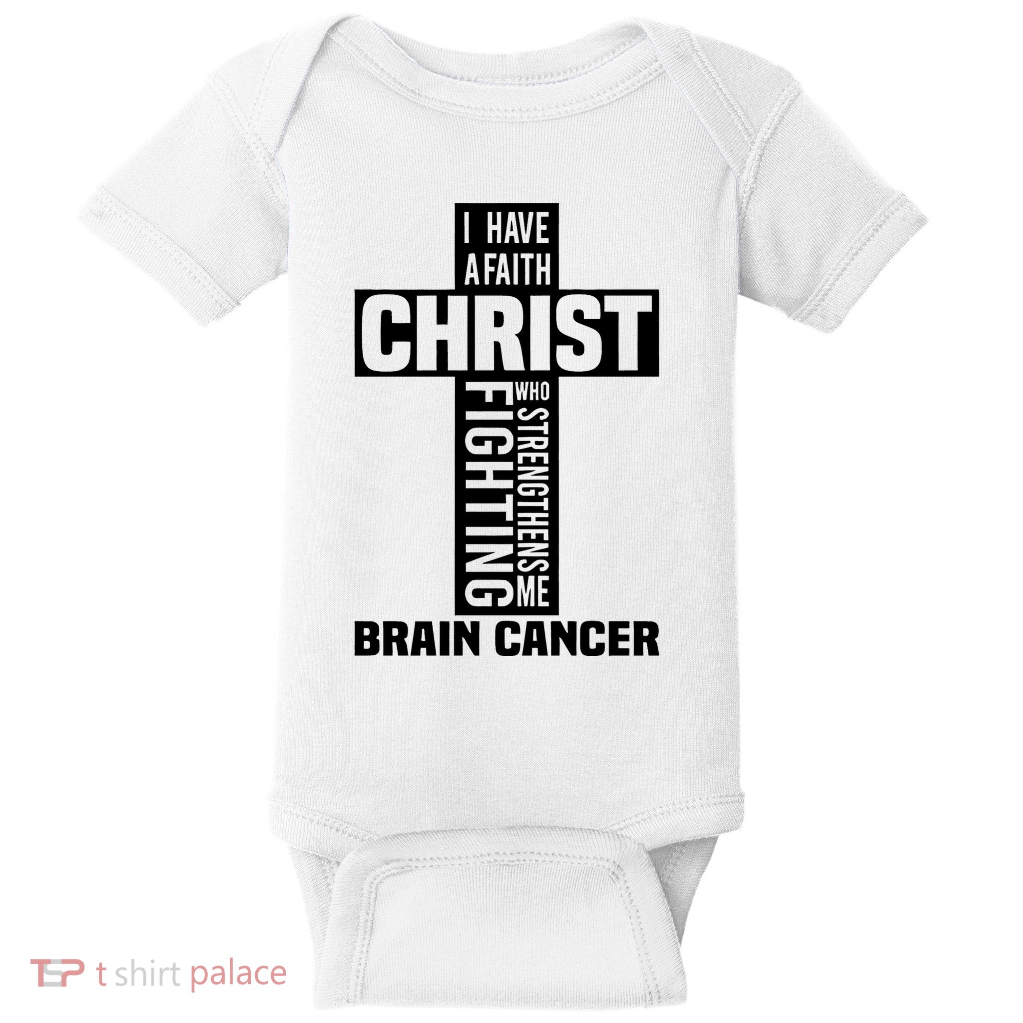 Brain Cancer Cross Saying Cancer Survivor Christian Baby Bodysuit