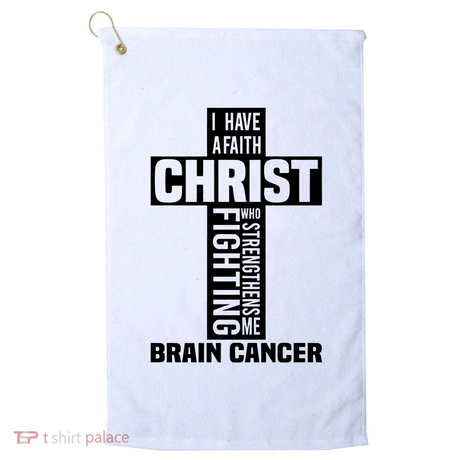Brain Cancer Cross Saying Cancer Survivor Christian Golf Towel