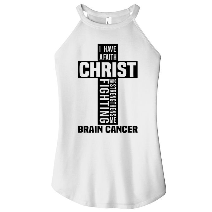 Brain Cancer Cross Saying Cancer Survivor Christian Women's Perfect Tri Rocker Tank