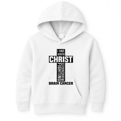 Brain Cancer Cross Saying Cancer Survivor Christian Kids Hoodie
