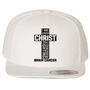 Brain Cancer Cross Saying Cancer Survivor Christian Wool Snapback Cap