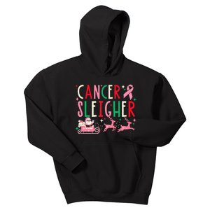 Breast Cancer Christmas Pink Ribbon Santa Sleigh Reindeer  Kids Hoodie