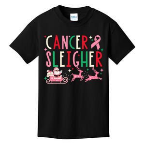 Breast Cancer Christmas Pink Ribbon Santa Sleigh Reindeer  Kids T-Shirt