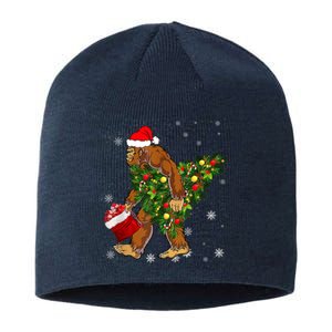 Bigfoot Carrying Christmas Tree Sasquatch Believer Pajama Sustainable Beanie