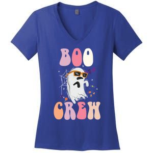 Boo Crew Cute Ghost Halloween Costume Spooky Season Gift Women's V-Neck T-Shirt