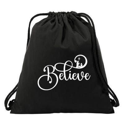 Believe Christmas Christian Nativity Scene Drawstring Bag