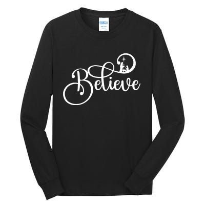 Believe Christmas Christian Nativity Scene Tall Long Sleeve T-Shirt