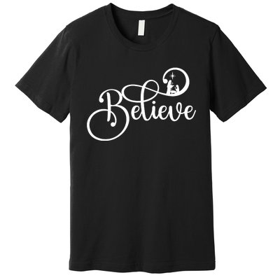 Believe Christmas Christian Nativity Scene Premium T-Shirt