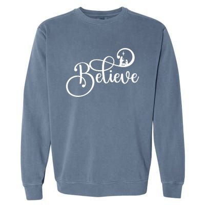 Believe Christmas Christian Nativity Scene Garment-Dyed Sweatshirt