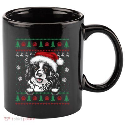 Border Collie Christmas Ugly Sweater Funny Dog Lover Xmas Gift 11oz C Handle Ceramic Mug