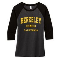 Berkeley California CA Vintage State Athletic Style Women's Tri-Blend 3/4-Sleeve Raglan Shirt