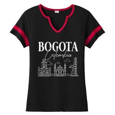 Bogota Colombia City Skyline Map Travel Ladies Halftime Notch Neck Tee